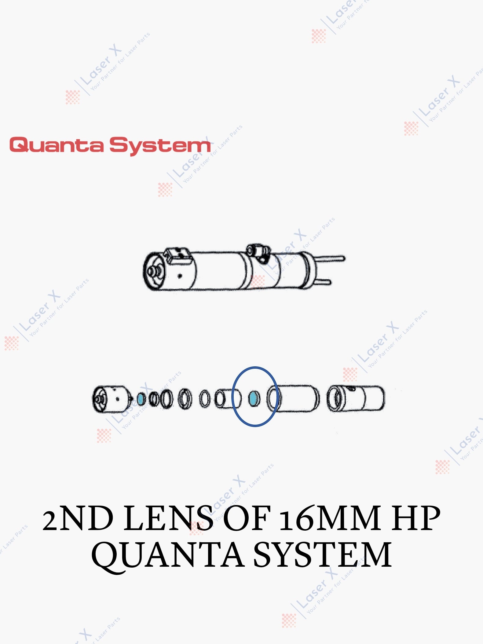 2nd lens of 16 mm handpiece for Quanta System laser hair removal device (OBM003155), Duetto, Thunder, Light, Domino
