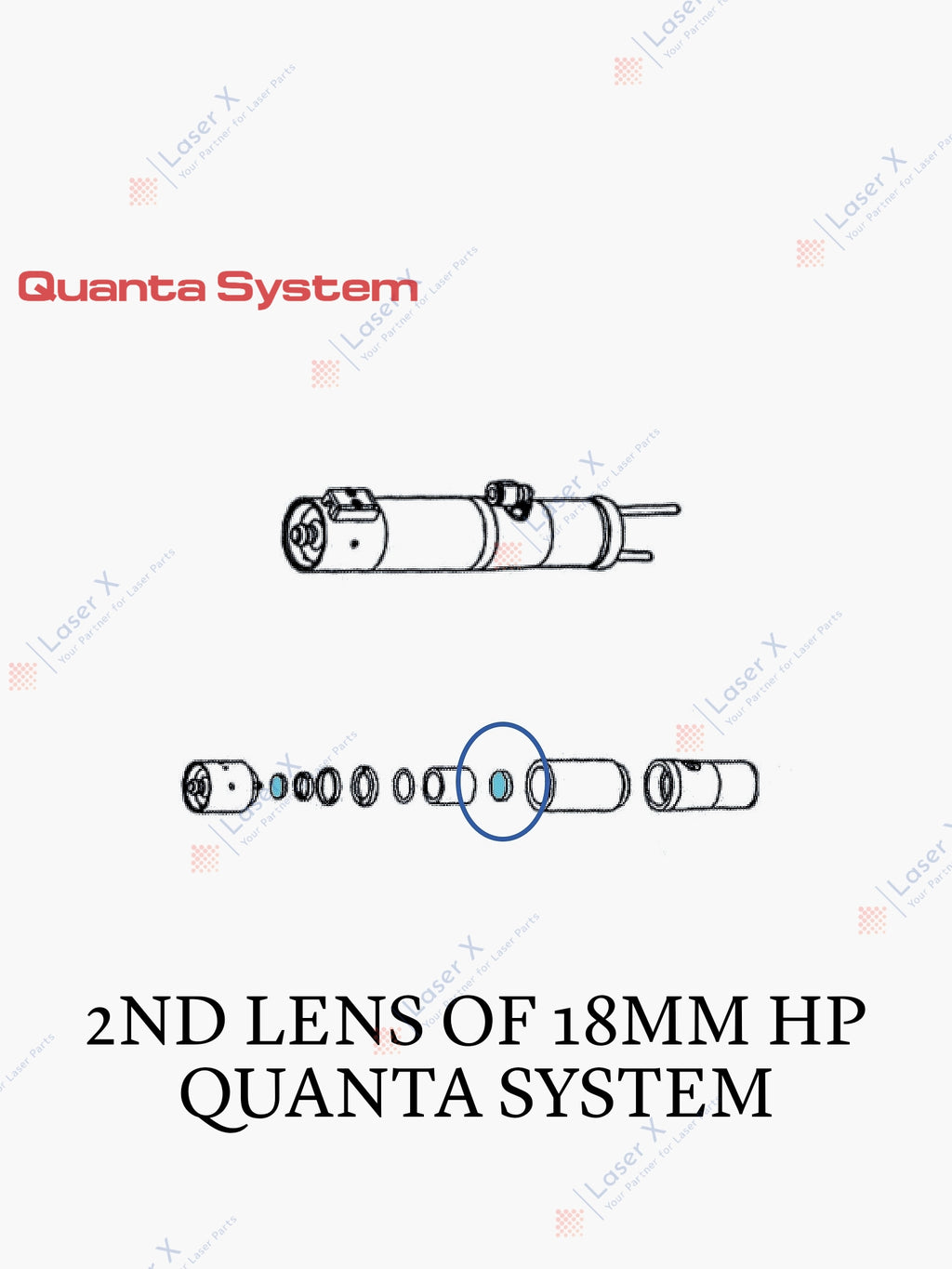 2nd lens of 18 mm handpiece for Quanta System laser hair removal device (OBM003156), Duetto, Thunder, Light, Domino