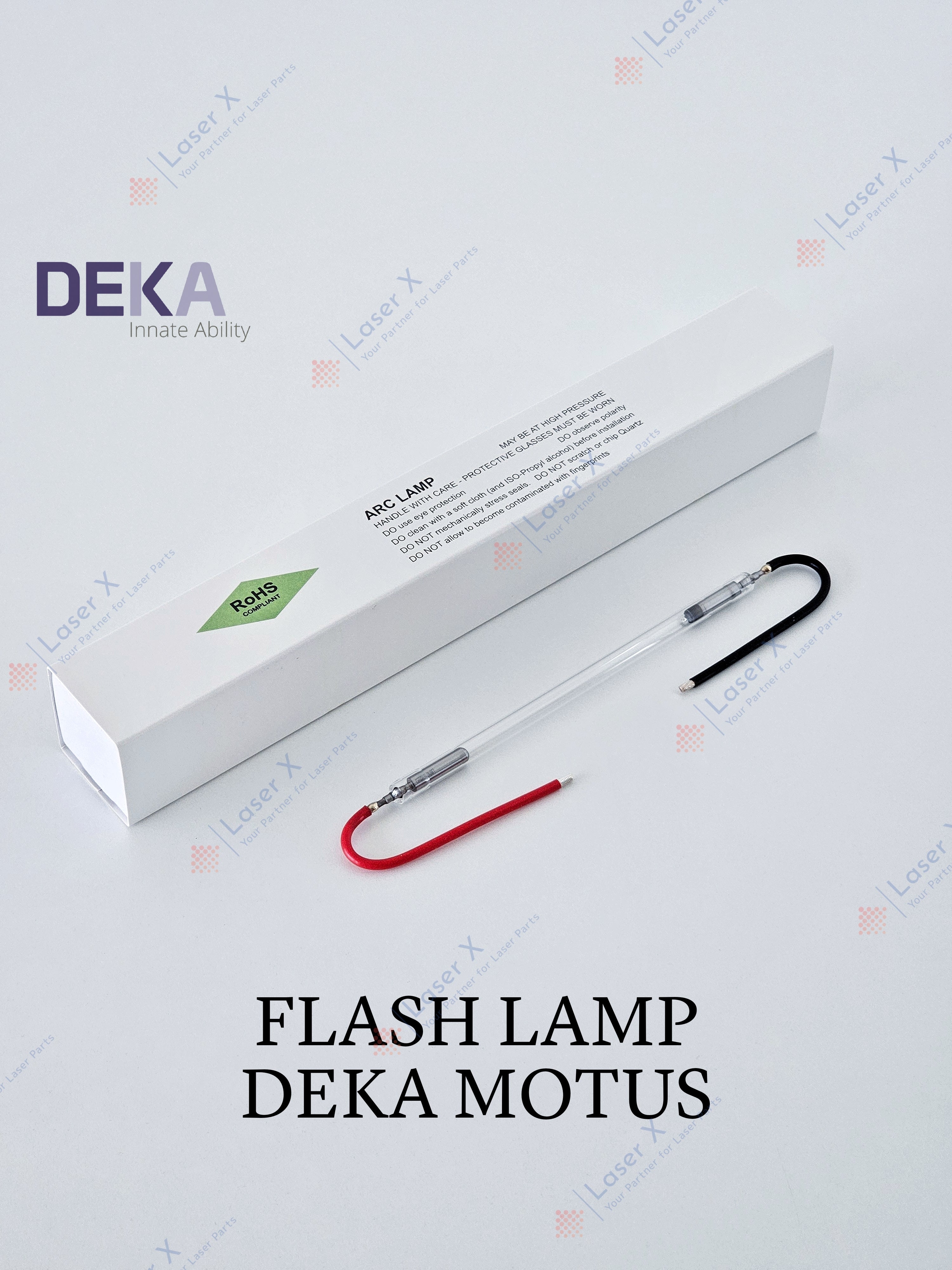 Flash lamp (USA) for DEKA Motus AX / AY laser hair removal device (022500072), replacement xenon flashlamp for laser system.