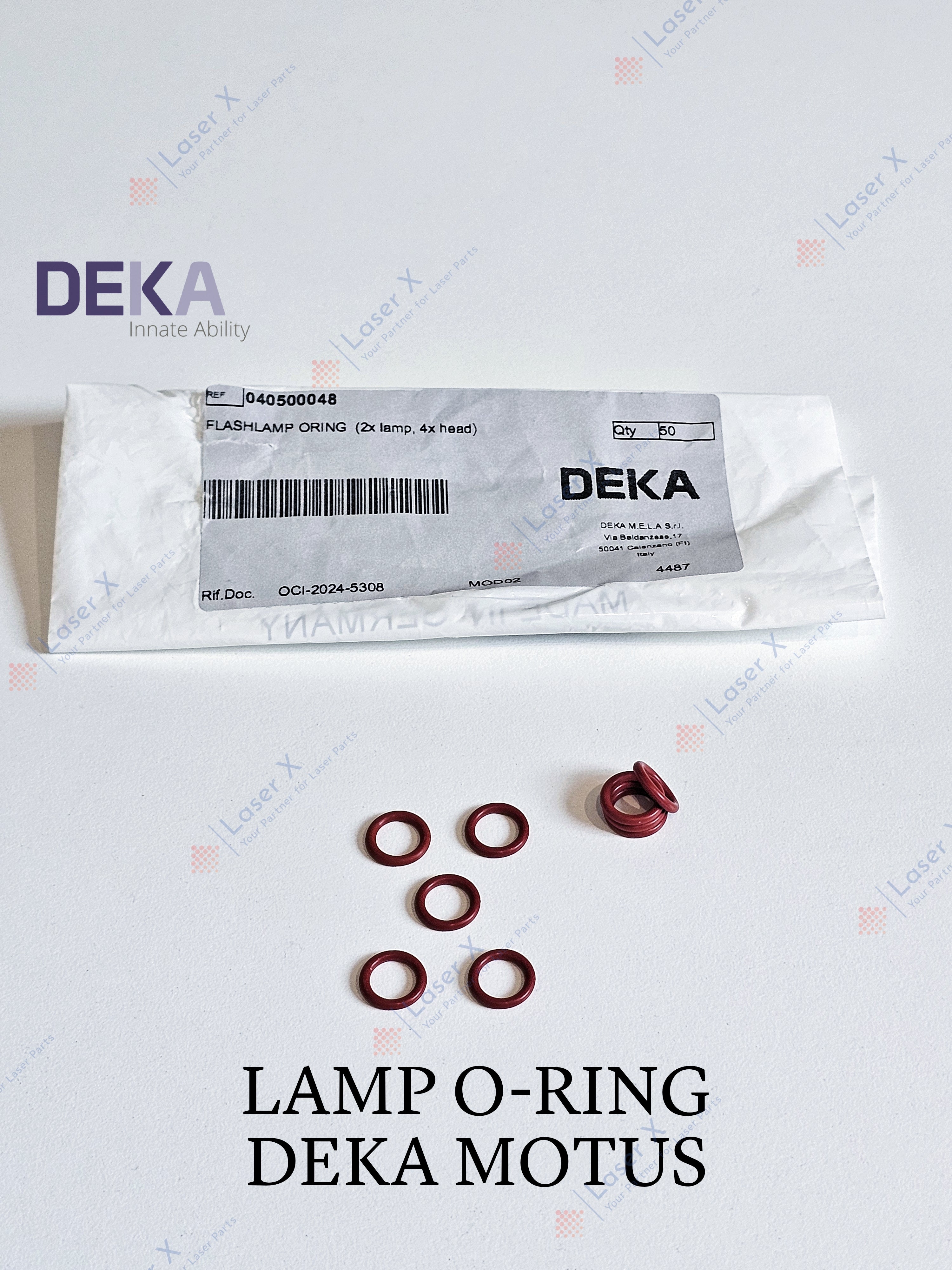 Lamp O-ring for DEKA Motus laser hair removal device (040500048), replacement sealing O-ring for lamp assembly.