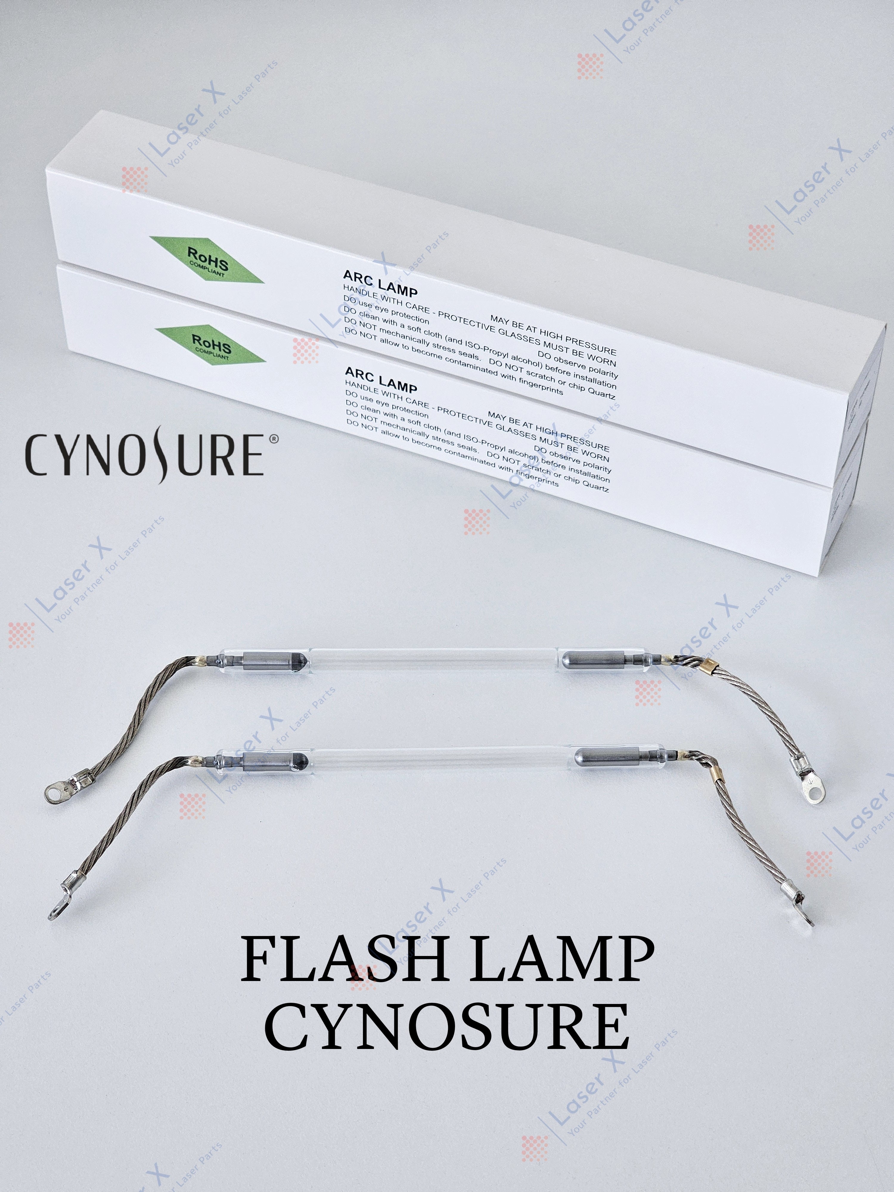 Flash lamp (USA) for Cynosure laser device, replacement xenon flashlamp for laser system.