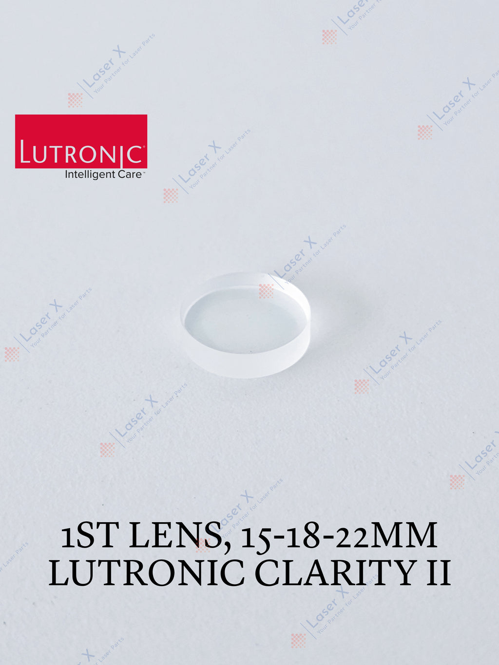 First lens for Lutronic Clarity II 15–18–22 mm laser cartridge, replacement handpiece lens.