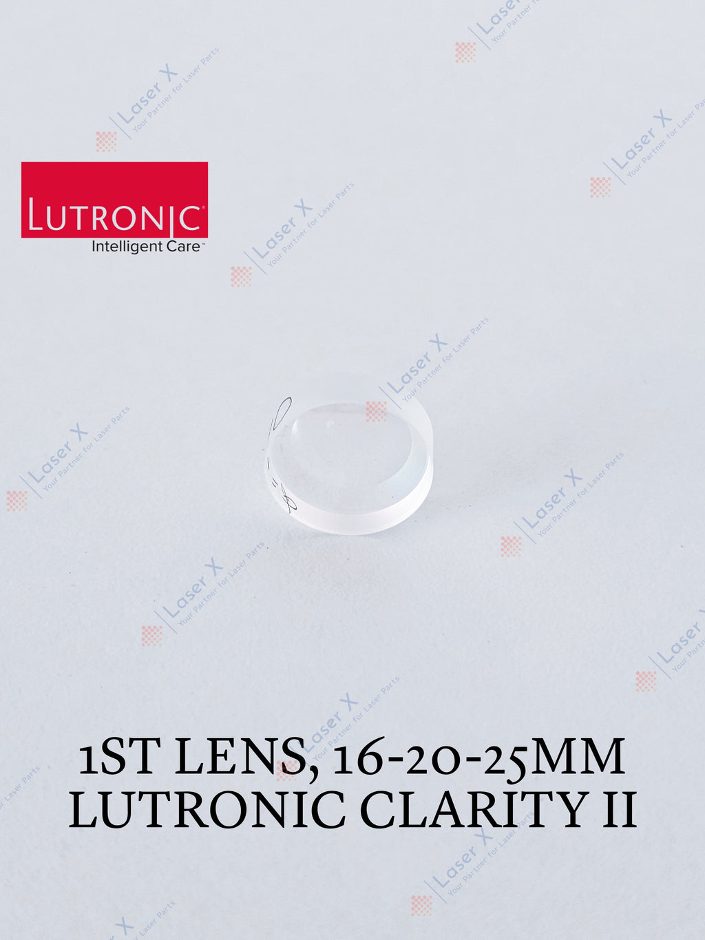 First lens for Lutronic Clarity II 16–20–25 mm and 16–20–24 laser cartridge, replacement handpiece lens.