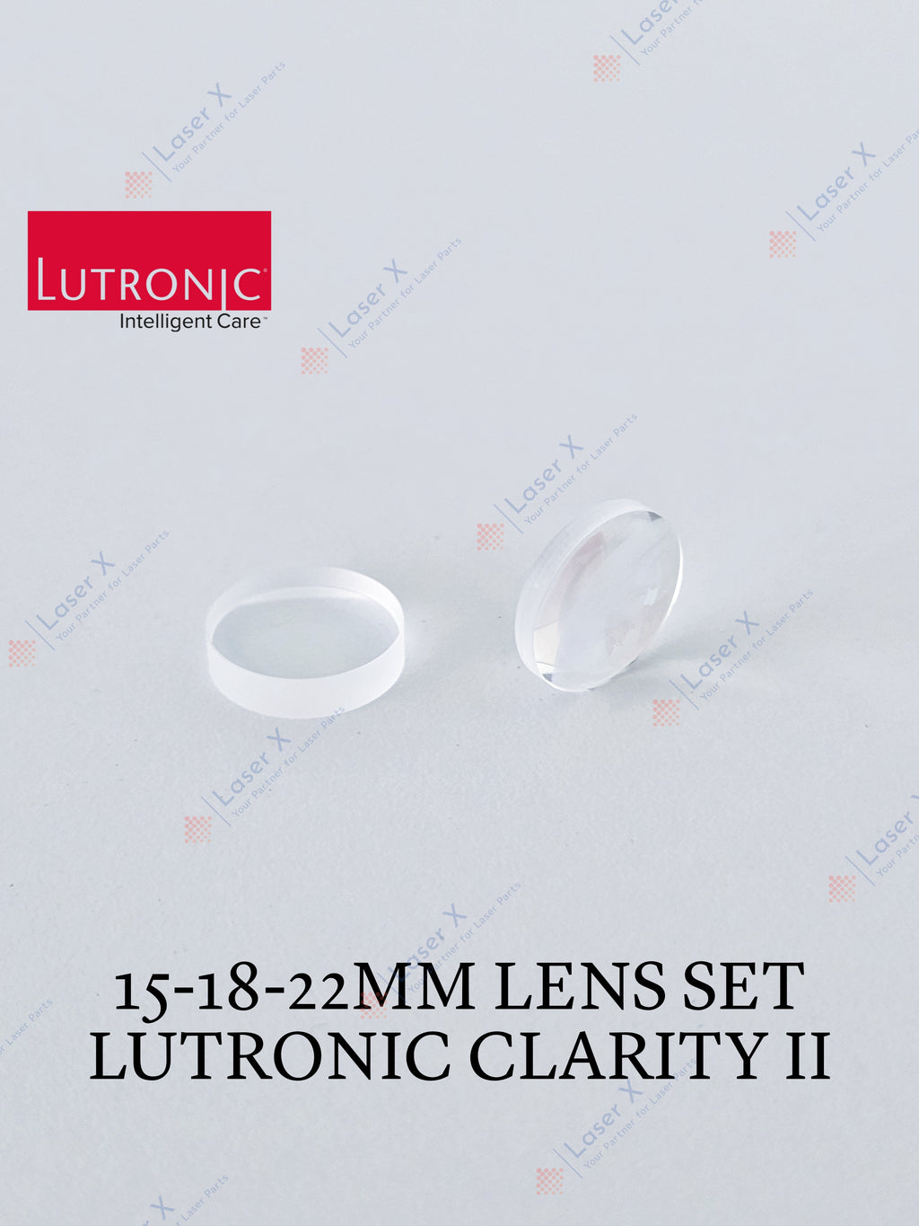 15–18–22 mm cartridge handpiece lens set for Lutronic Clarity II laser, replacement lenses.