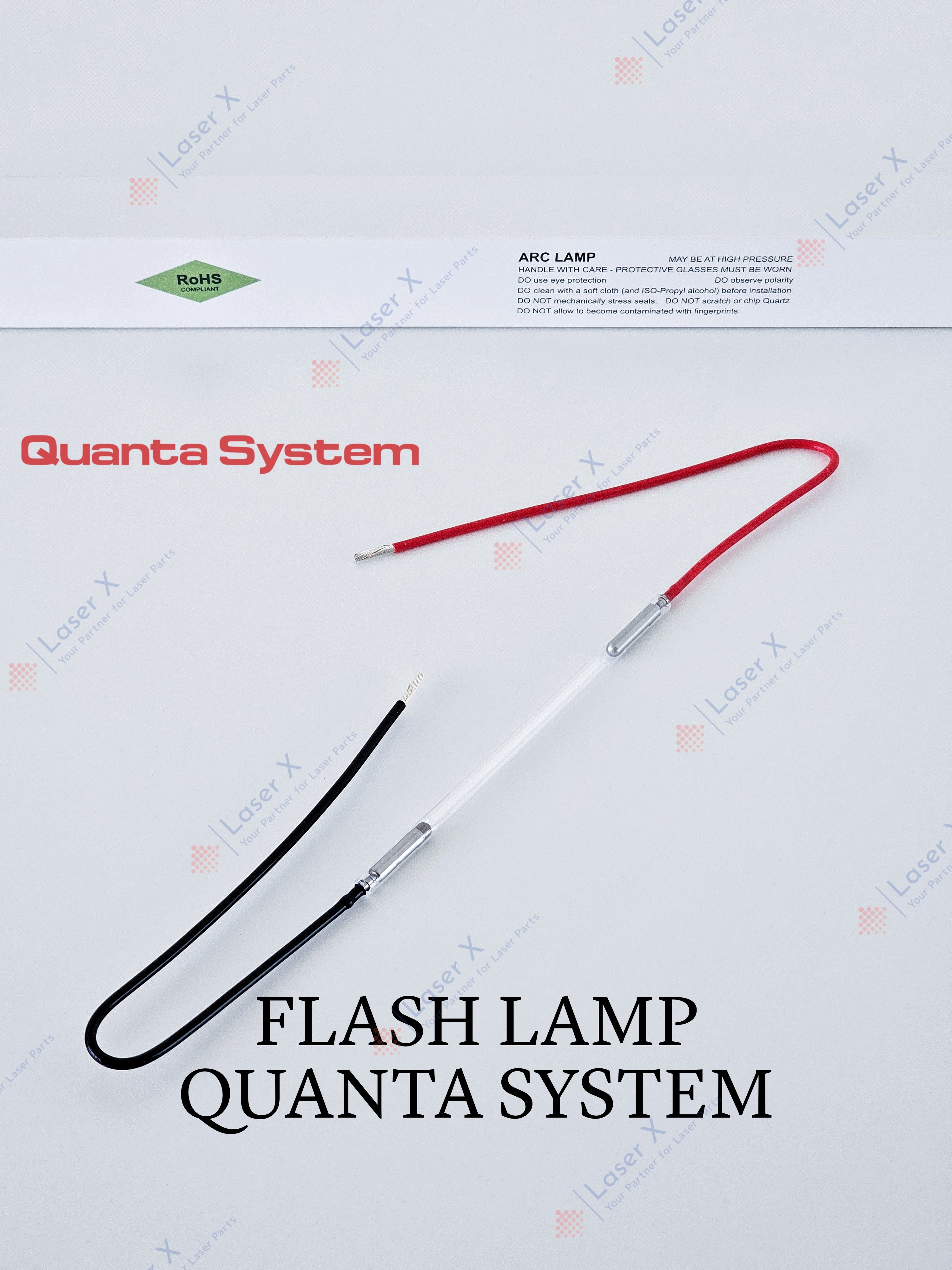 Flash lamp (USA) for Quanta System laser hair removal device (OBQ000566),  xenon flashlamp, Duetto, Thunder, Light, Domino.