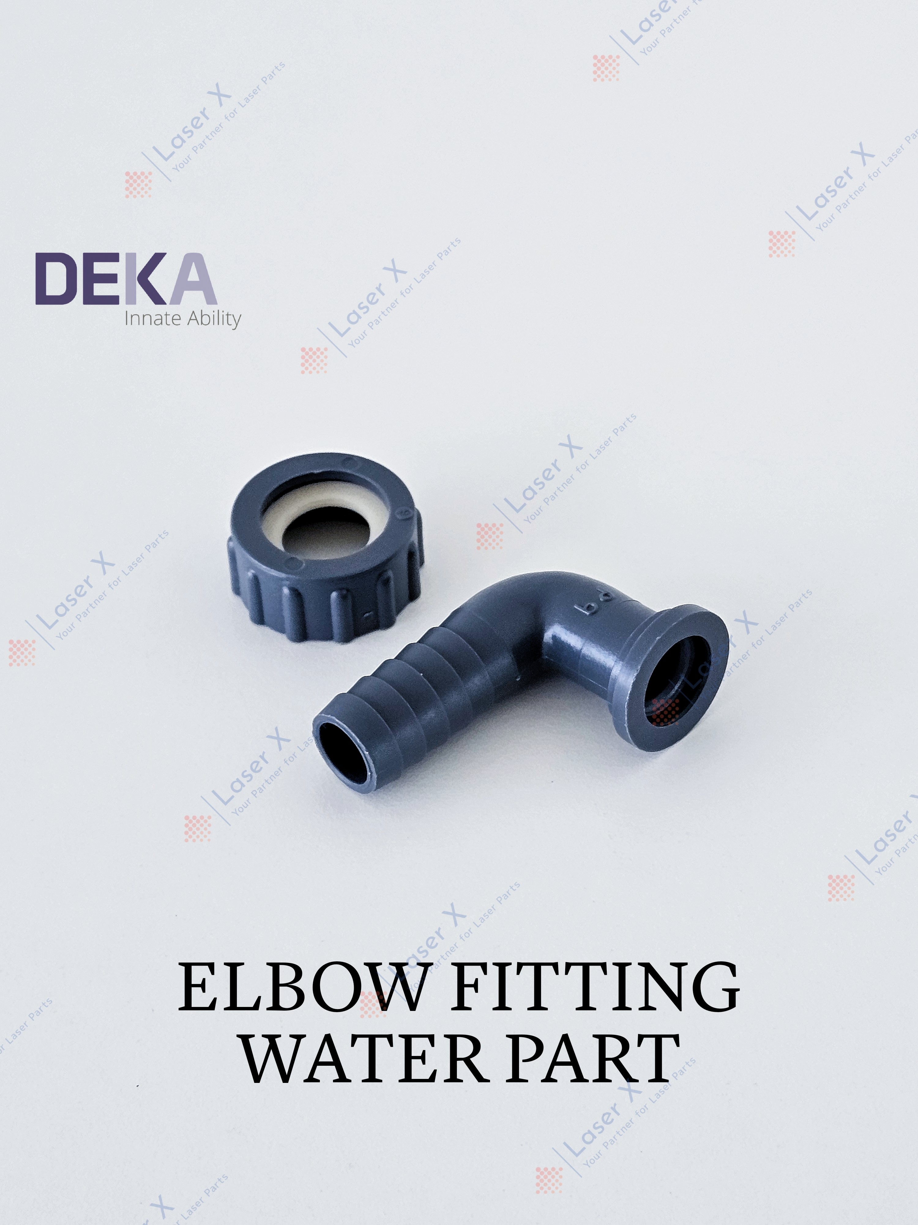 Elbow water fitting for DEKA laser hair removal devices (050201141), compatible with Motus, Again, Synchro Replay.