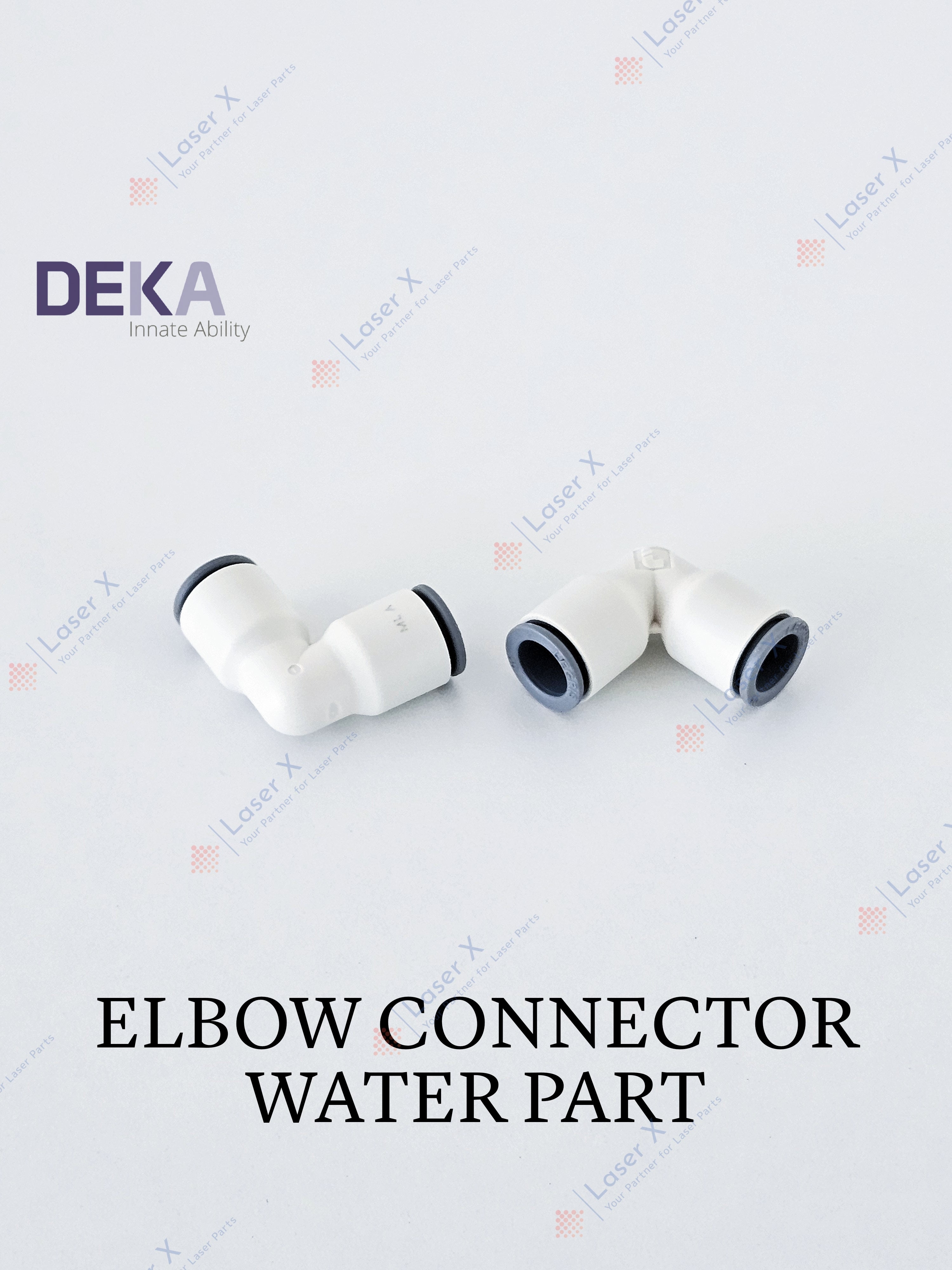 Elbow water connector for DEKA laser hair removal devices (052001001), compatible with Motus, Again, Synchro Replay.