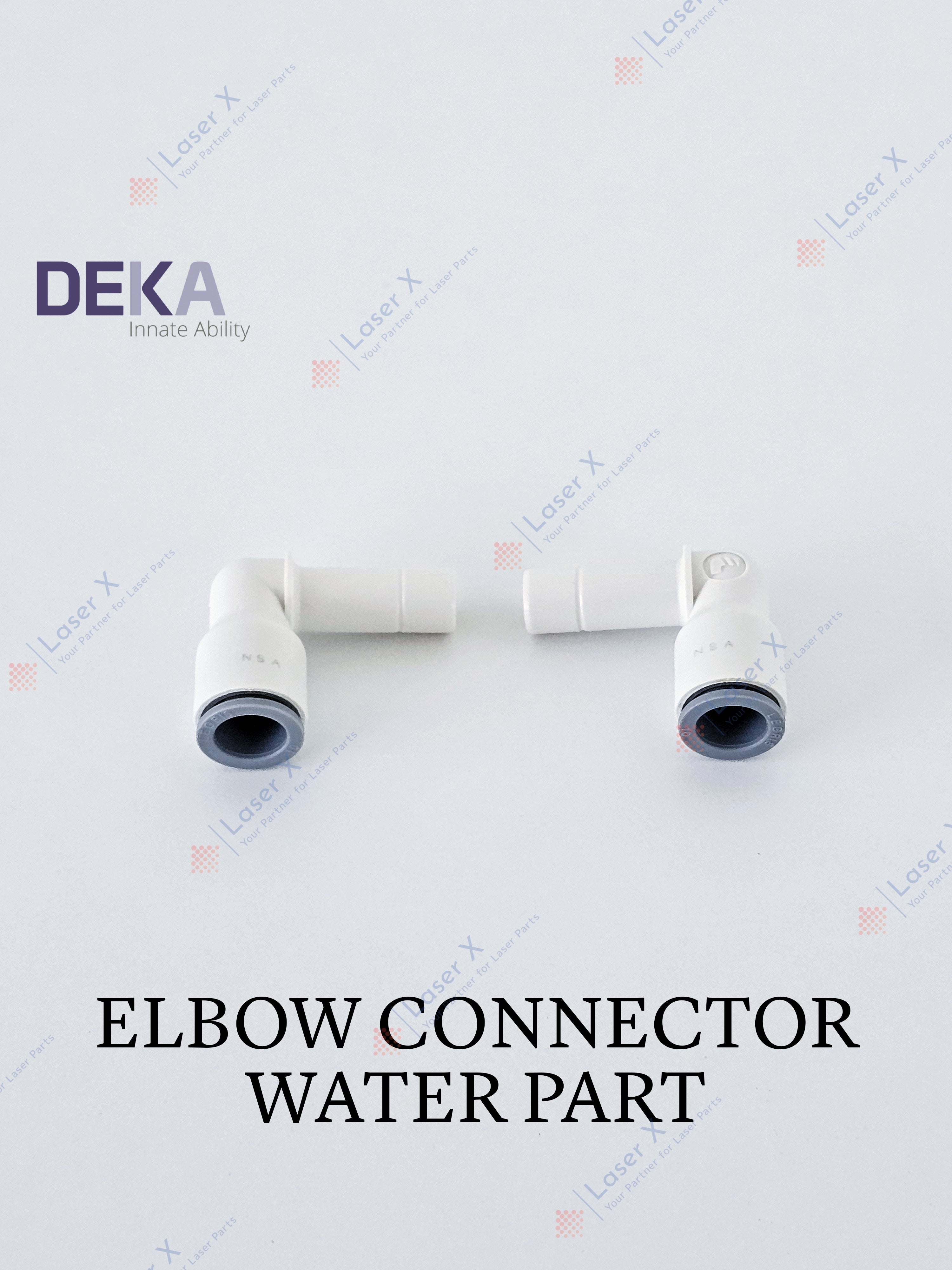 Elbow water connector for DEKA laser hair removal devices (052001002), compatible with Motus, Again, Synchro Replay.