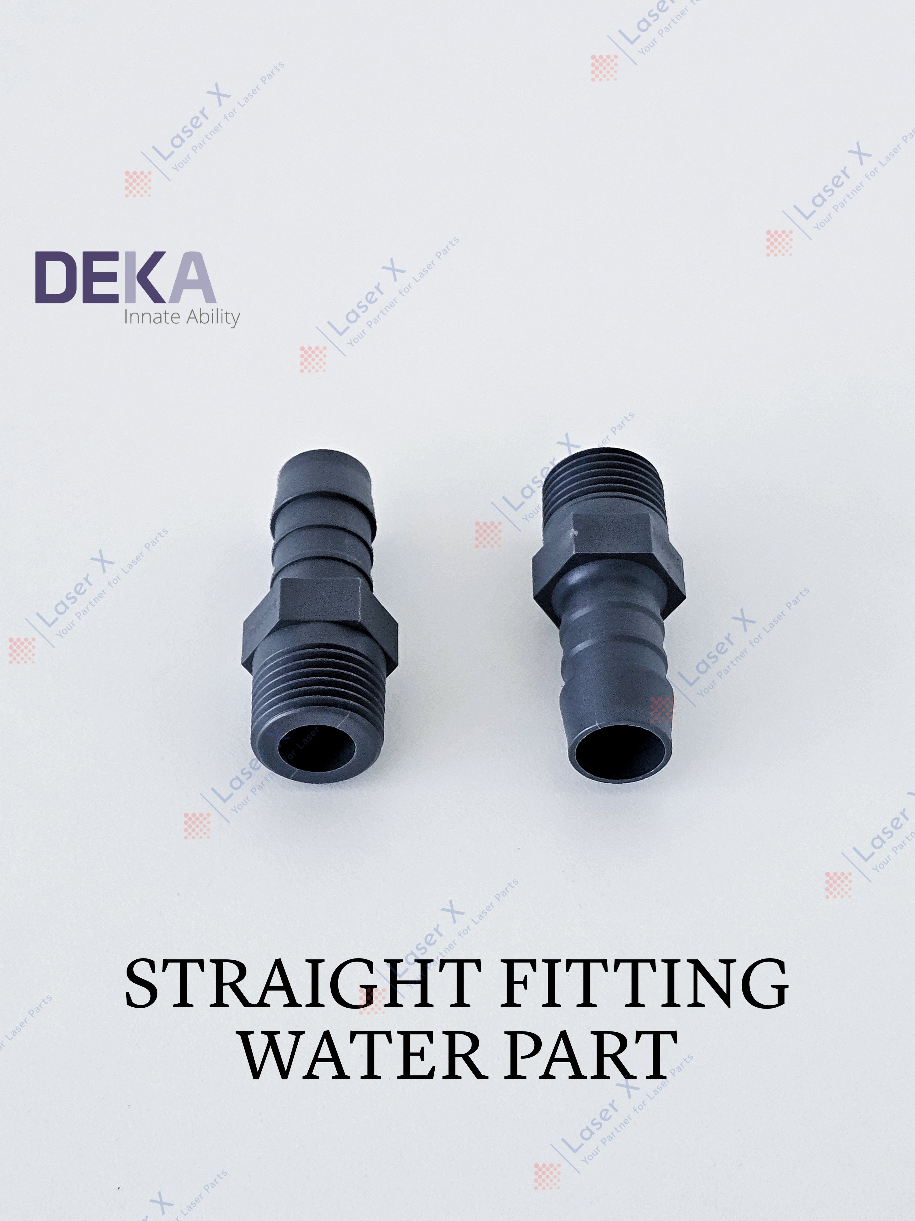 Straight water fitting for DEKA laser hair removal devices (050200251), compatible with Motus, Again, Synchro Replay.